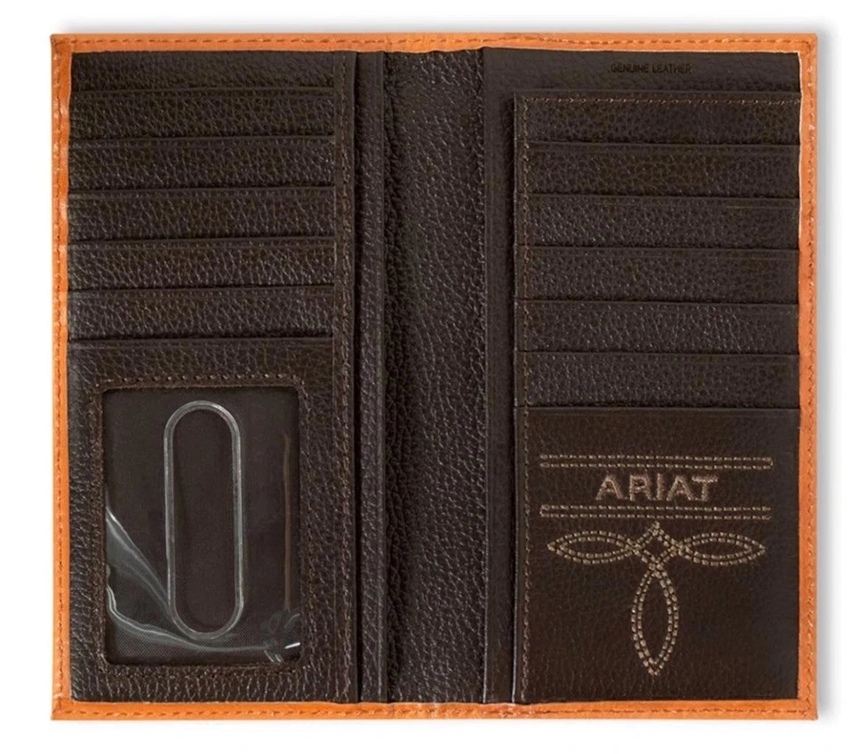 Ariat Western Mens Wallet Rodeo Leather Logo Embossed Floral A3559748 - Image 2 of 2