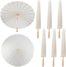 6 Pieces 33 Inches Large White Parasol Decorative Chinese Japanese Parasol Ra...