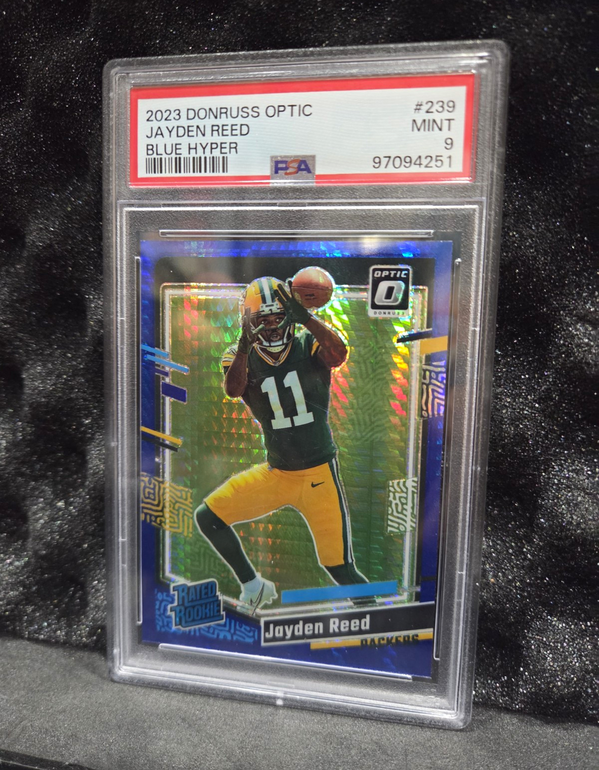 Jayden Reed Panini Donruss Optic #239 Blue Hyper