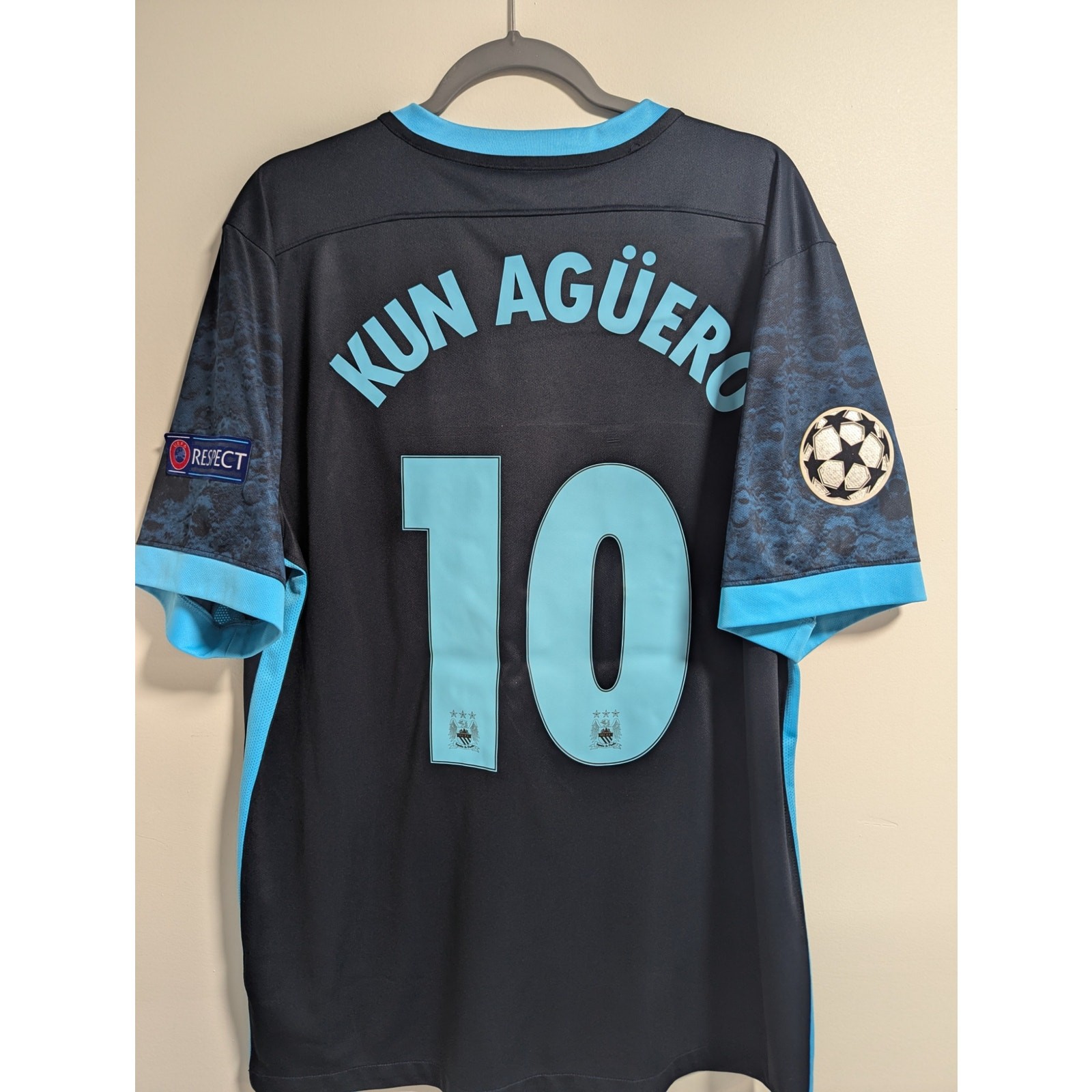 Manchester City 2015-16 Aguero Jersey XL Nike Away UCL Soccer Football Shirt