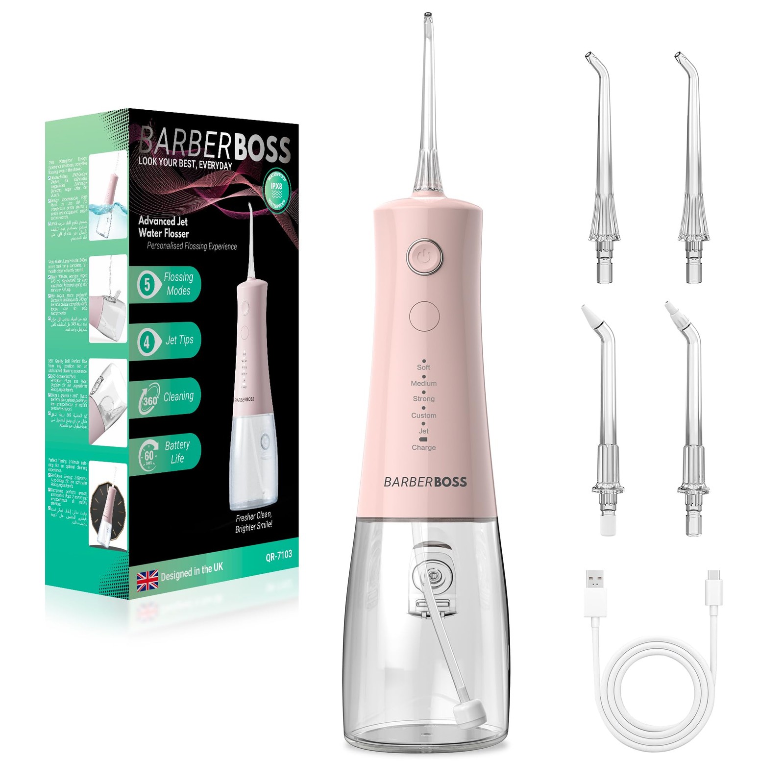 BarberBoss Idropulsore Dentale Professionale: 5 Modalità per Denti Perfetti