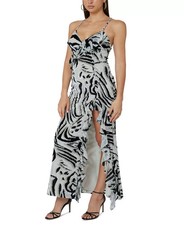 GUESS Women's Lydie Spaghetti-Strap Long Dress - Zebra Skin Print - M