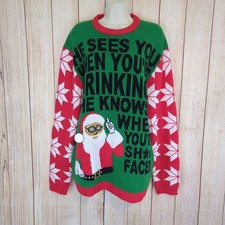 Men  s Ugly Christmas Sweater Funny Santa Claus Party L