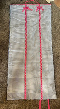 Lillian Vernon Blue  White Checks Sleeping Bag With Pink Polka Dot Ribbons