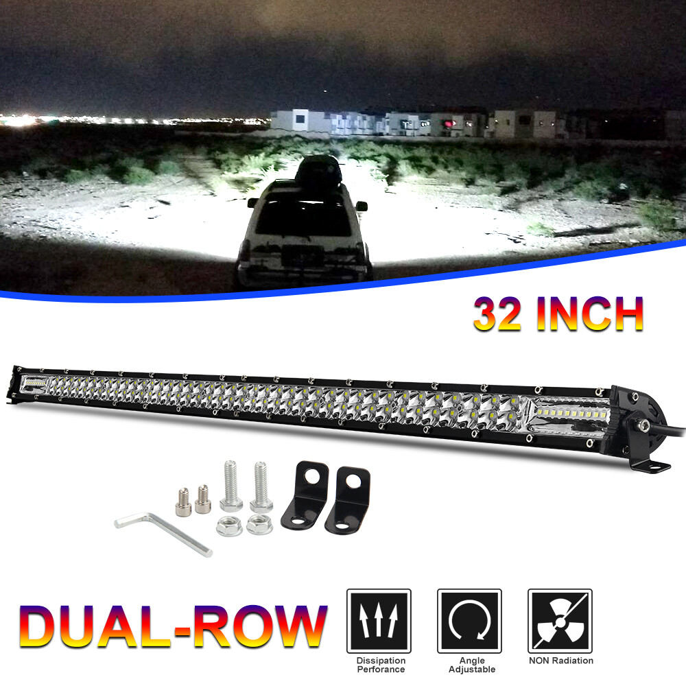 32 Inch Slim Dual Row LED LIGHT BAR Combo Beam Truck Fog Offroad Work Lamp SUV