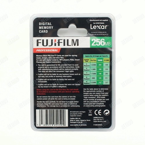 Fujifilm Lexar MemoryStick ProDuo 256MB MagicGate MS Memory Card for Cameras New - Picture 2 of 2