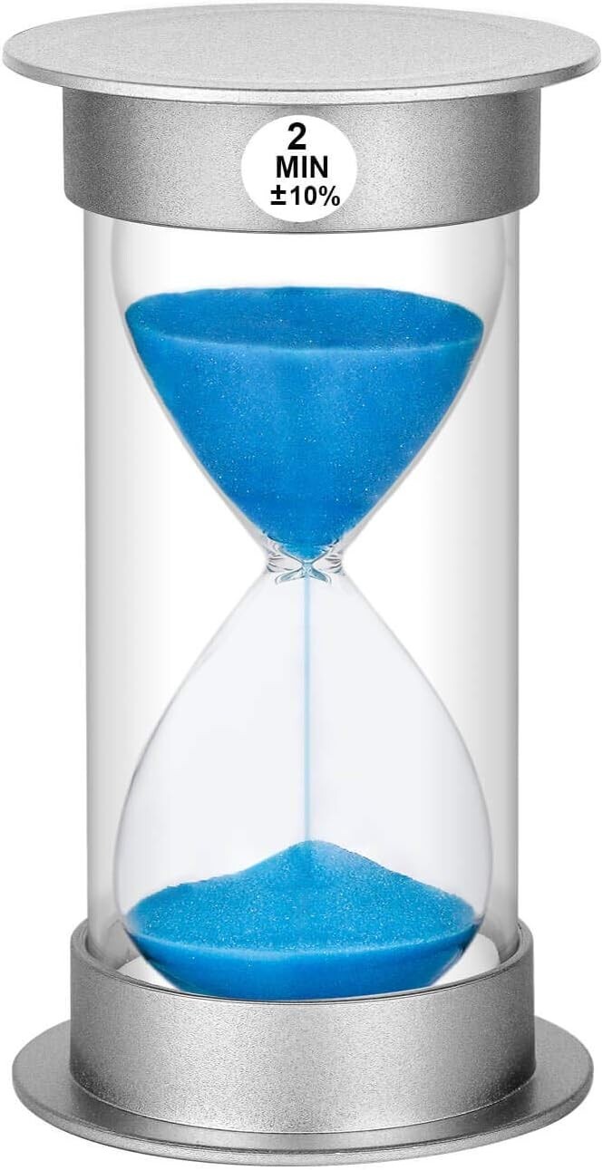 Sand Timer 2 Minute Hourglass： Unbreakable Blue Sand Clock, Large Sand Watch ...