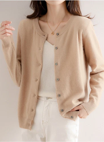 OFF WHITE Maglione donna autunno retrò classico basic maglia lana maglione bottoni cardigan cappotto