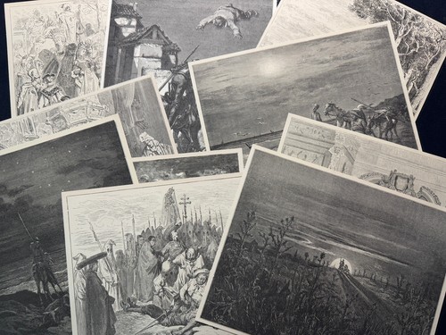Set Of 10 Antique Gustave Dore 19th Century Engravings / Woodcuts / Prints