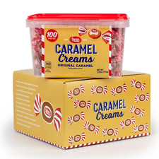 Candy Caramel Creams - 100 Count Candy Tub - Gift Box - 2.5Lbs