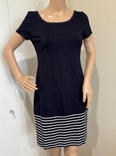 Women's Banana Republic knit striped hem Dress Size S Navy Blue Short Sleeve