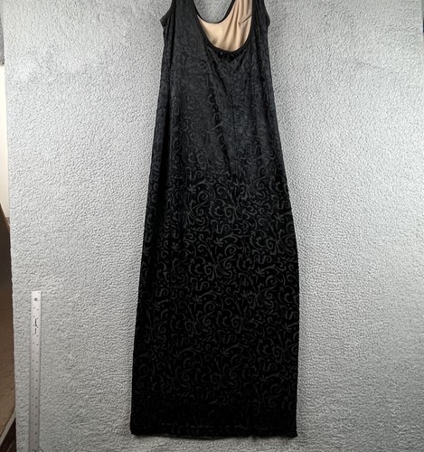 Vintage XCEPSION Maxikleid Damen Large Schwarz Samt Burnout Witchy 90er Y2K - Bild 4 von 8