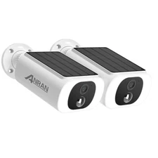 ANRAN 2 Pack Security Camera Wireless Outdoor Solar Battery Powered 2 Way Audio