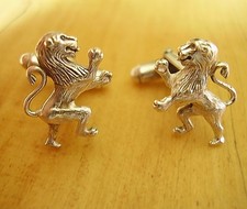 ONE PAIR STERLING SILVER SCOTTISH RAMPANT LION CUFFLINKS