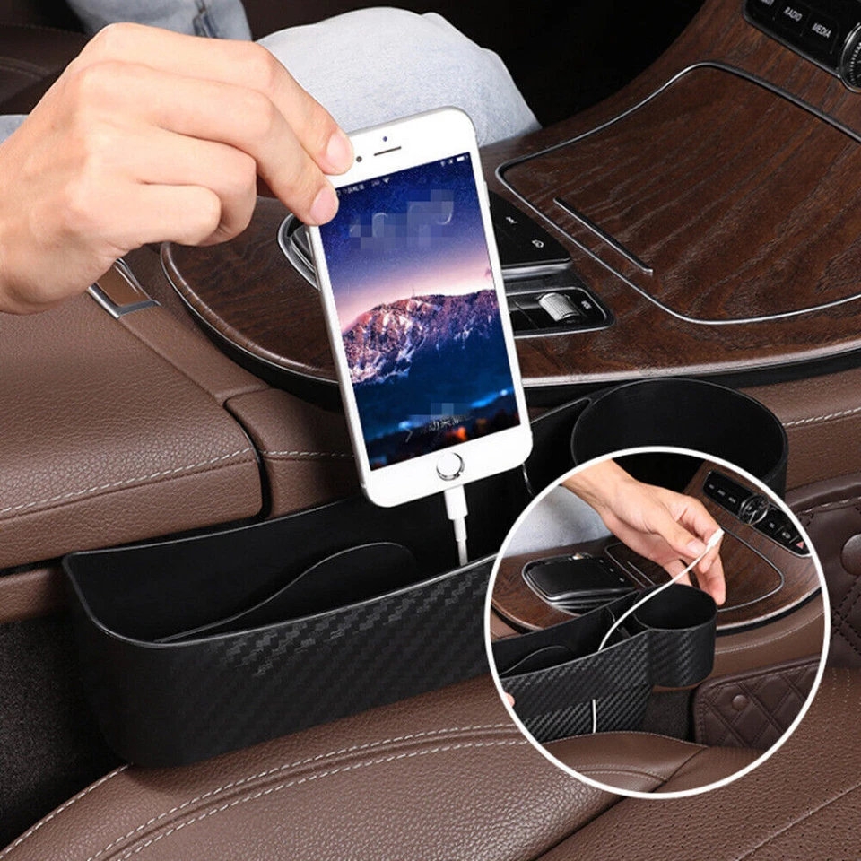 2Pack L+R Car Universal Seat Side Storage Box Catch Organizer Pocket Holder Foto 3 de 4