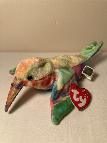 Ty Beanie Baby Nectar the Hummingbird 2000/2001 Tag Errors MWMT w/Acrylic Box - Picture 5 of 16