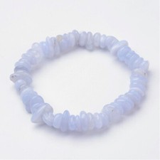 Natural Blue Lace Agate Chip Gemstone Bead Stretch Bracelet UK