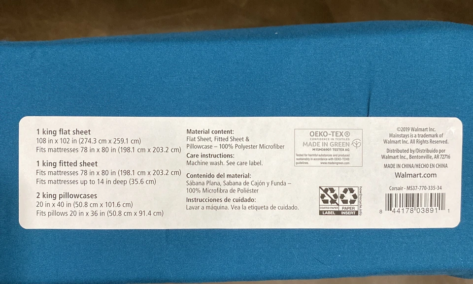 NUEVO Juego de sábanas de 4 piezas de microfibra suave Mainstays ~ tamaño king ~ corsair Foto 4 de 4