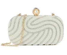 Damen Diamant Clutch Tasche Perlen Abend Braut Hochzeit Schulter Handtasche