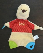Winne the Pooh Disney Baby Toy Flat Push Crinkle Teether Knotted Ribbons
