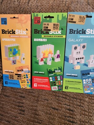 BrickStix Reusable Stickers Zombie Galaxy Apocalypse Lego Compatible No Residue