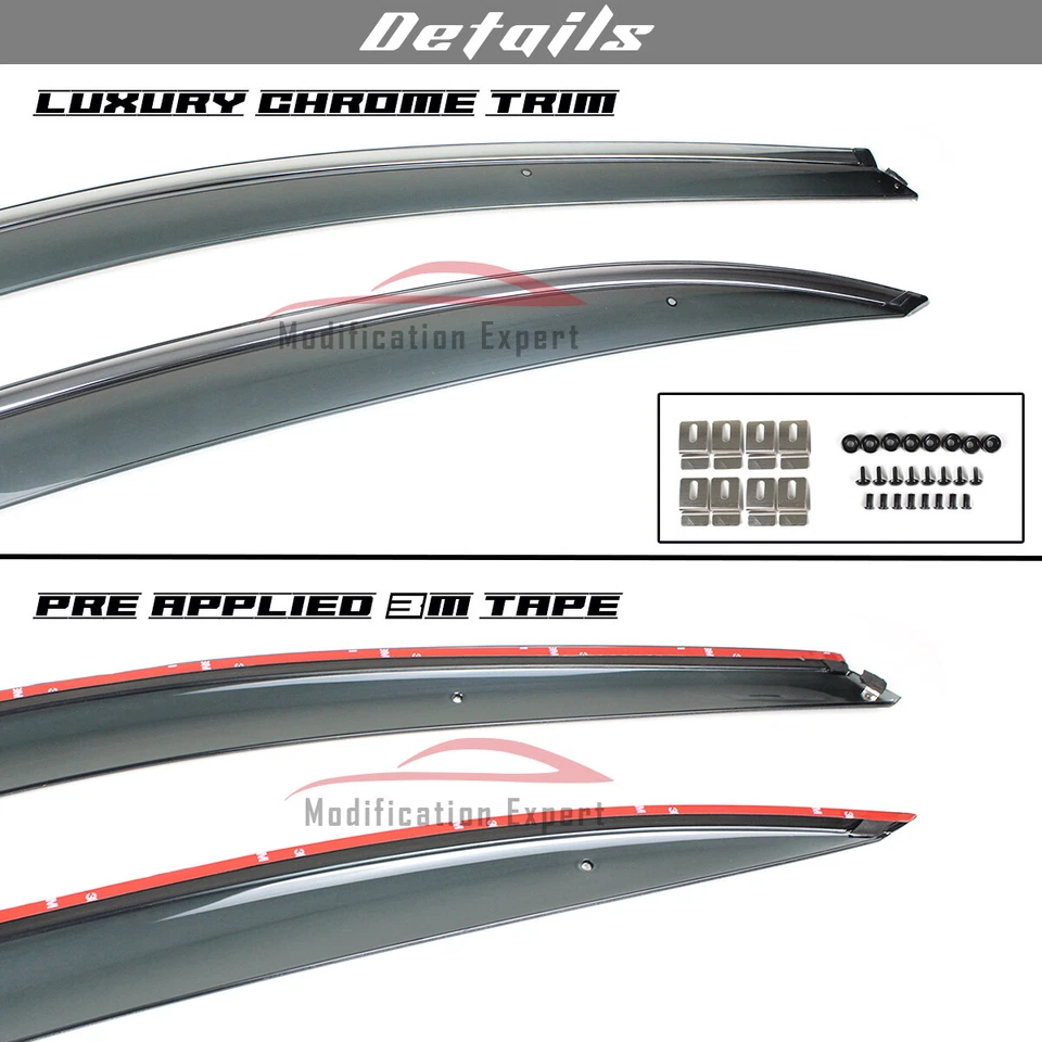 For 2011-2018 Volkswagen Jetta Mk6 Sedan Smoke Tinted Window Visor Rain Guard - Image 3 of 4