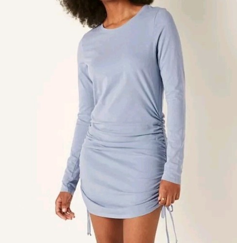 Victoria Secret PINK Side Ruched Bodycon Dress Chalk Blue Sz Sm Flirty Feminine