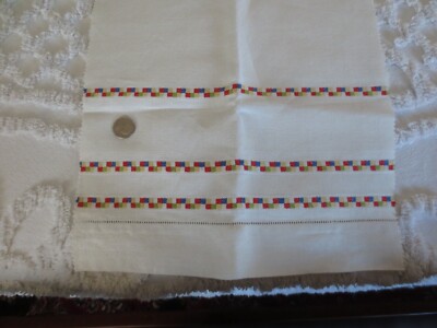 4474.  Colorful WOVEN STRIPE Linen or Cotton RUNNER FABRIC - 13'' x 55''