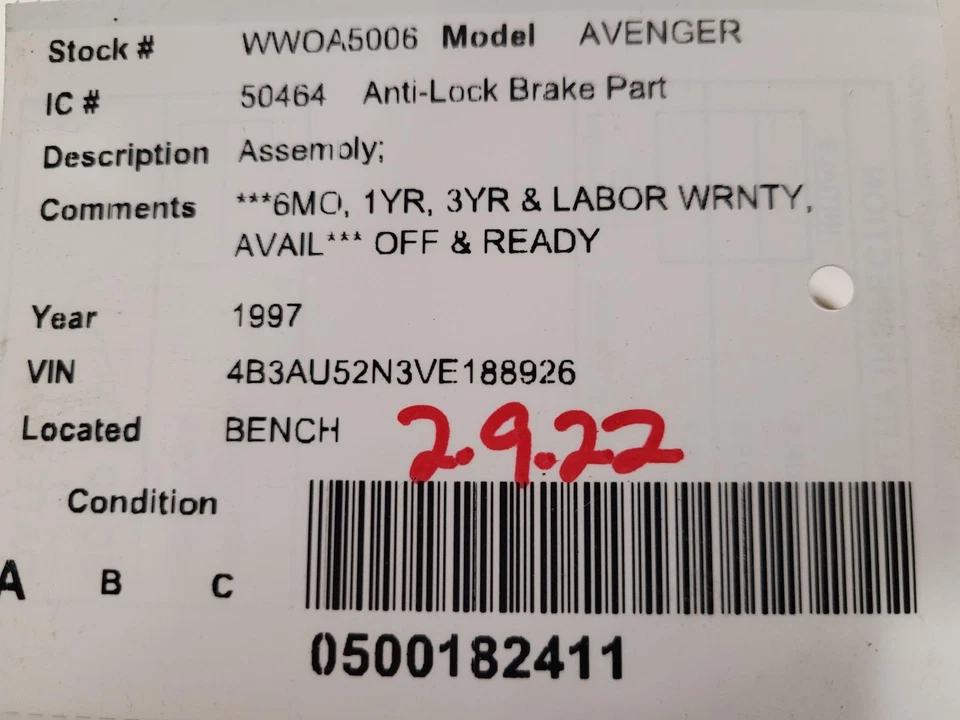 Conjunto de bomba y motor ABS usado se adapta a: Dodge Avenger 1997 montaje CPE grado A Foto 4 de 4