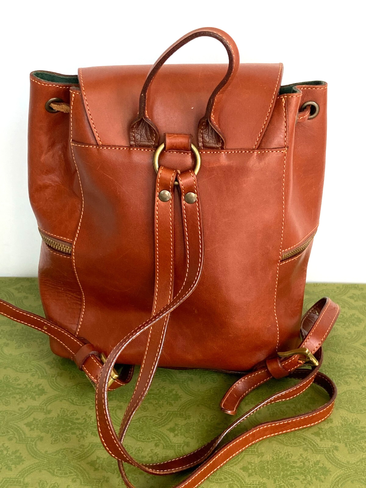 TED BENSON VTG Drawstring Side Pockets Smooth Lea… - image 5