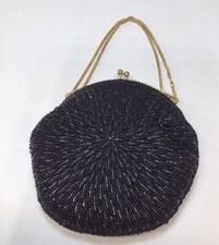 VTG Laura Purse Handbag With Sequins Black Beaded Made In Hong Kong