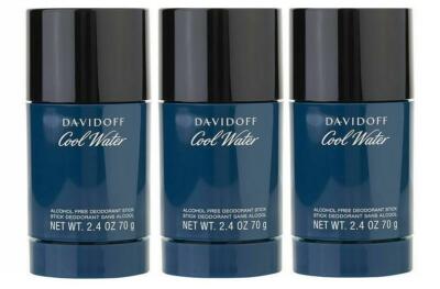 3 Piece Lot x Davidoff Cool Water Men Deodorant Stick 2.4 Oz / 70g New Sealed