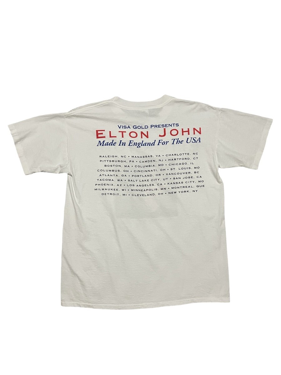 ✓VINTAGE✓ 1995 Elton John “Made In England” Tour White T
