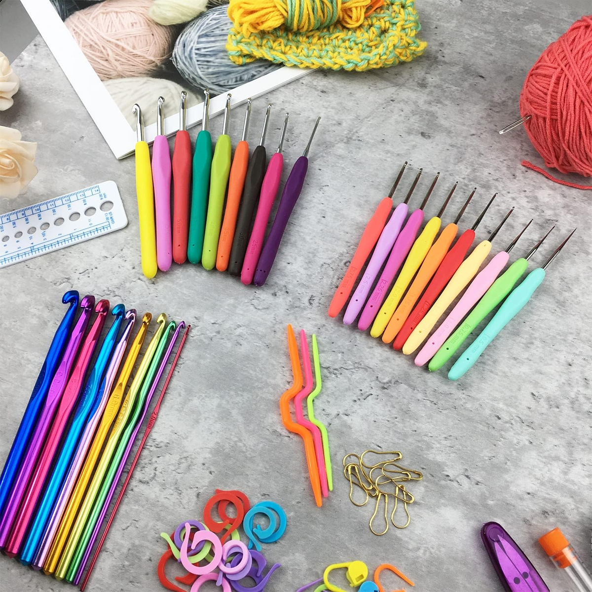 Juego De 14 Agujas De Ganchillo De 2mm A 10mm Con Bolsa – Kit Para Principiantes Con Mangos Ergonómicos