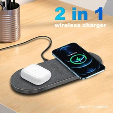 2IN1 Wireless Charger Dual 20W Mat For Apple iPhone 16 Pro 15 Samsung S25 Ultra