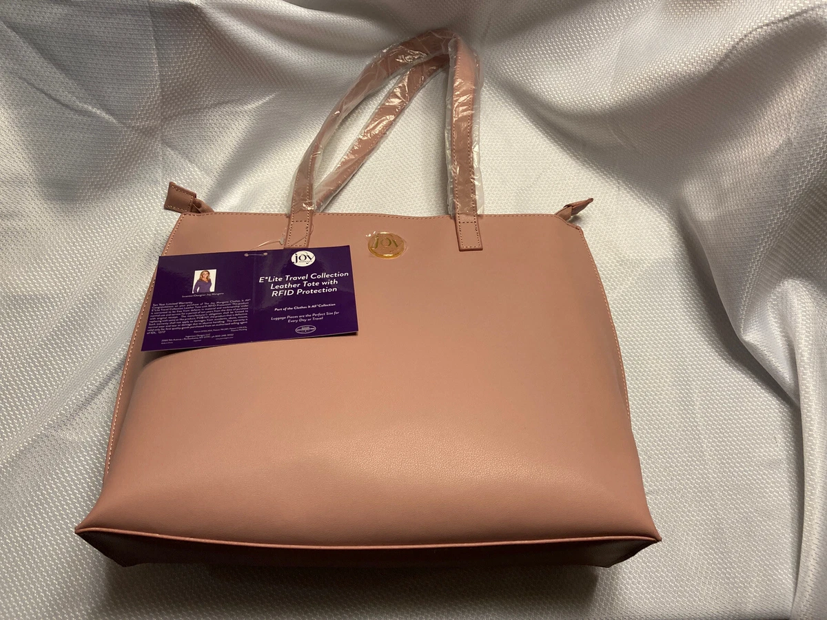 Joy Mangano Light Pink E Lite Collection Leather Tote with RFID Protection NWT