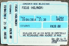 FOCUS CONCERT TICKET LIVE in SAO PAULO BRAZIL 2014 TOUR THIJS VAN LEER