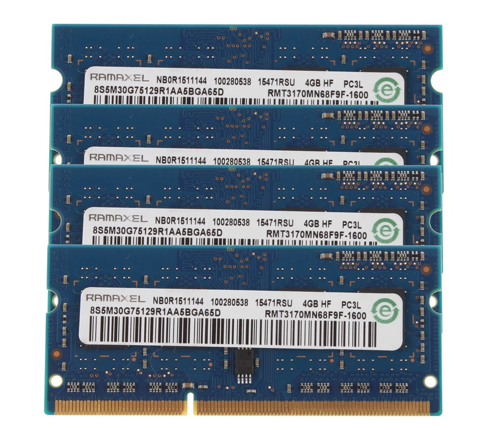 RAMAXEL 4x 4GB DDR3 1600MHz 1RX8 PC3L-12800S 204Pin Laptop Memory RAM SODIMM @a2 - Image 2 of 4