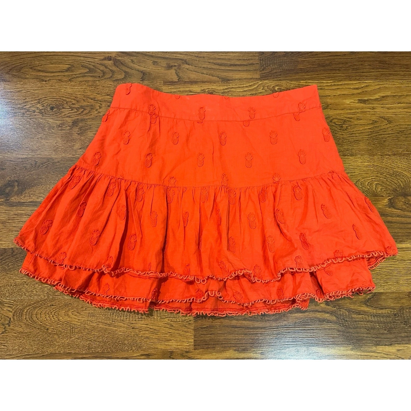 Farm Rio 3D Pineapple Tiered Mini Skirt Women’s XL Red Cotton Tropical Bold
Opens in a new window or