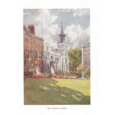 LONDON The Temple Garden - Vintage Print 1928