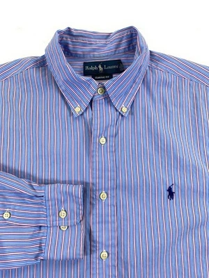 Ralph Lauren Polo Men's Classic Fit Blue Pink Stripe Dress Shirt 16 34/35 - Image 1 of 4