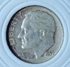 1957 P ROOSEVELT DIME - 90% SILVER - MELT VALUE $ 5.70 each - BCDR 14
