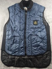 RefrigiWear Vest Mens Large Blue Quilted Insulated Workwear Freezer Zip Front