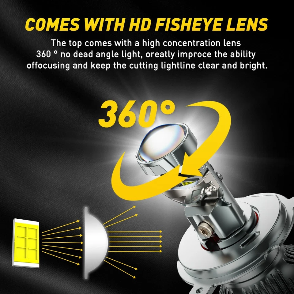 H4 Mini Bi-LED Projector Lens Hi/Lo Beam 100W 50000LM Headlight Kit Retrofit US - Image 4 of 4
