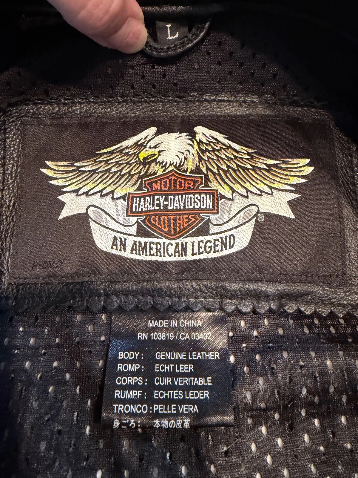 Harley Davidson Camo Leather Jacket Mens Large Nightfall HD-236 - product detail image 7