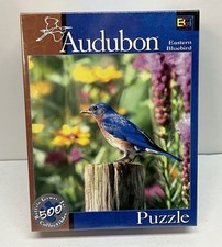 Audubon Puzzle 500 Piece Eastern Bluebird New Sealed 18 x 18 Finished