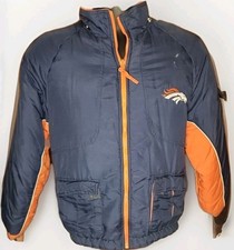 NFL Team Apparel Boy's Blue Orange Reversible Jacket Size Large Casual Logo