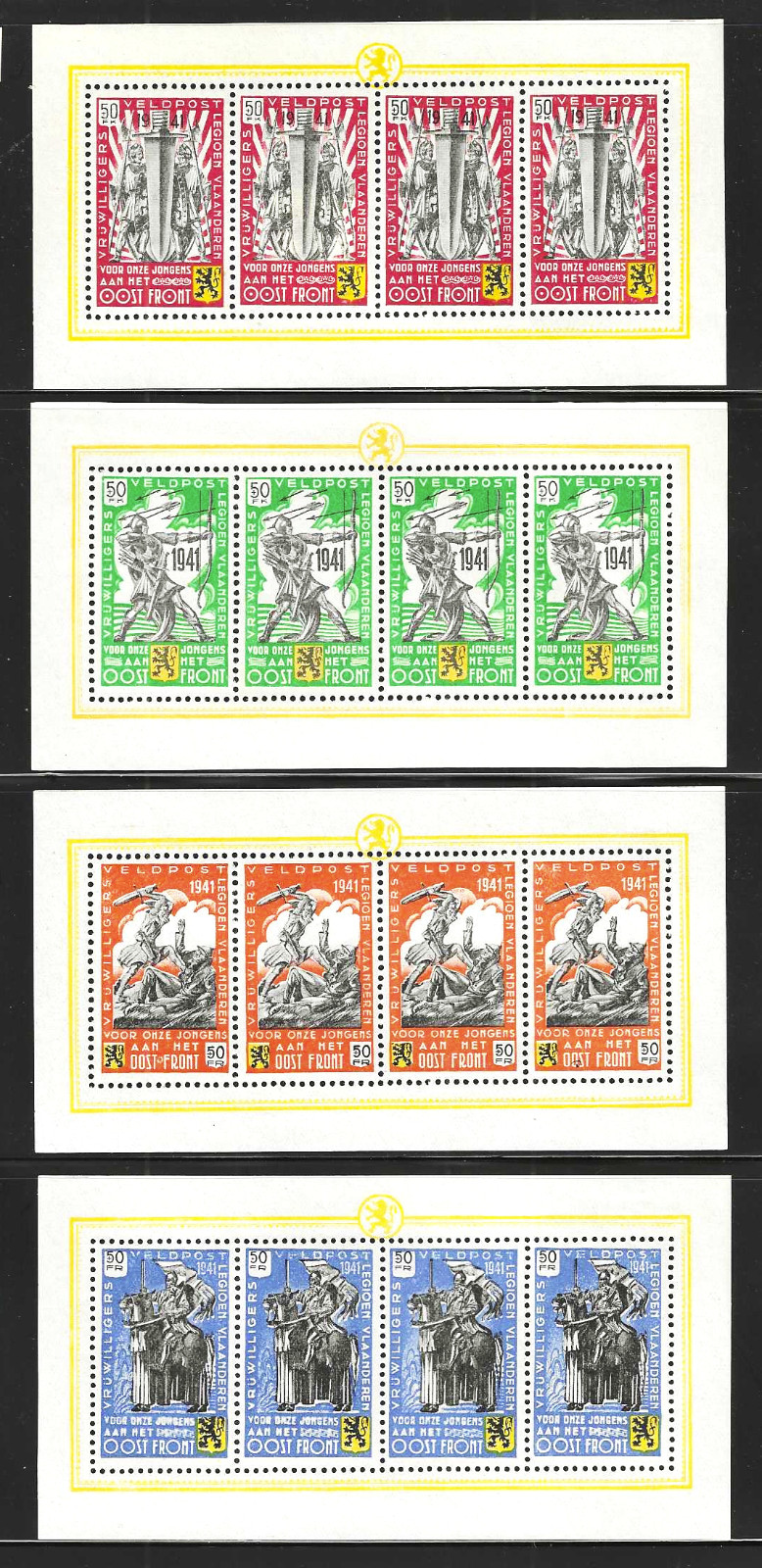 GERMANY Belgium Flemish Legion 1941 Michel #I-IV Complete Sheetlets Mint/NH  GEM