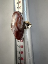 Vintage Sterling Silver Banded Agate Sardonyx Oval Statement Ring Sz Appox 5.5-6