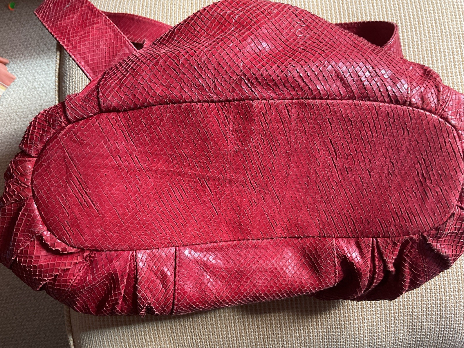 Jenrigo Italy Red Leather Python Embossed Large S… - image 7
